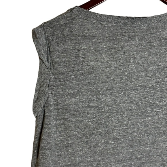 Chaser Ribbed Knit Scoop Neck Curved Hem Distressed Heather Short Sleeve Shirt M - Picture 10 of 16